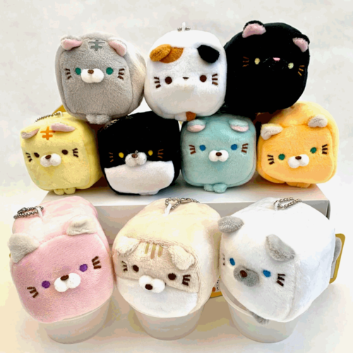 Yell Japan CUBE CAT MINI (2.5") PLUSH KEYCHAIN, ASSORTED