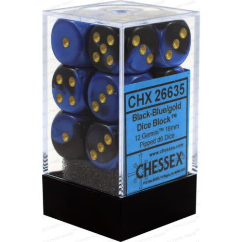 Chessex DICE SET 16mm GEMINI BLACK-BLUE