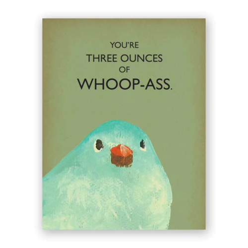 The Mincing Mockingbird & The Frantic Meerkat CARD - THREE OUNCES OF WHOOPASS