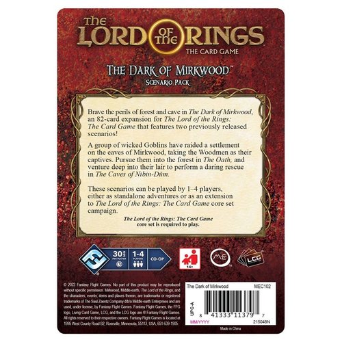 Fantasy Flight Games LORD OF TH RINGS LCG: THE DARK OF MIRKWOOD SCENARIO