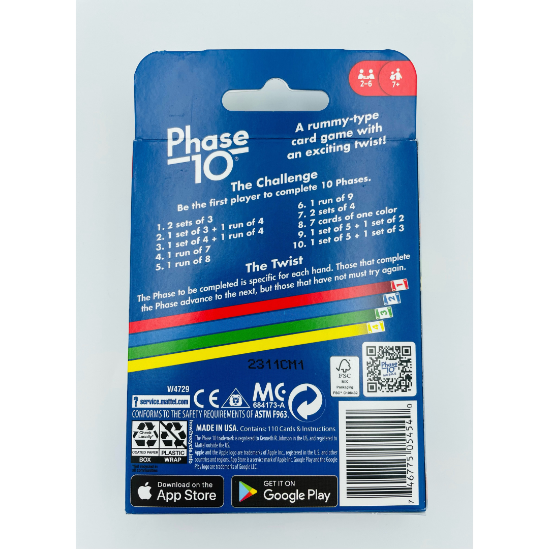 Mattel Games Phase 10 Card Game  Phase 10 card game, Card games, Rummy