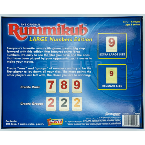 Pressman RUMMIKUB LARGE NUMBER EDITION