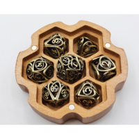 DICE SET 7 HOLLOW HEARTS ANTIQUE BRONZE