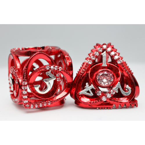 Foam Brain Games DICE SET 7 HOLLOW HEARTS JEWELED RED