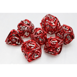 Foam Brain Games DICE SET 7 HOLLOW HEARTS JEWELED RED