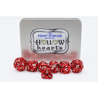 DICE SET 7 HOLLOW HEARTS RED