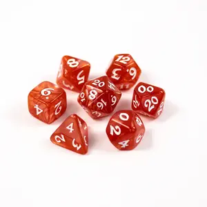 Die Hard Dice POLYMER DICE SET 7 ELESSIA ESSENTIALS - RED WITH WHITE