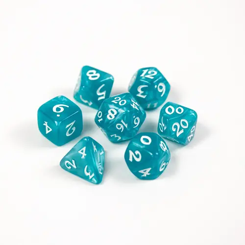 Die Hard Dice POLYMER DICE SET 7 ELESSIA ESSENTIALS -TEAL WITH WHITE