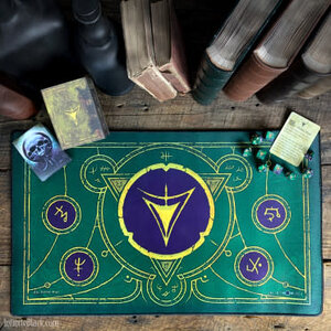 Infinite Black PREMIUM PLAYMAT - THE YELLOW SIGN MASKED PURPLE AND GREEN
