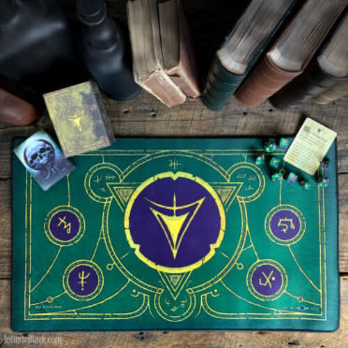 Infinite Black PREMIUM PLAYMAT - THE YELLOW SIGN MASKED PURPLE AND GREEN