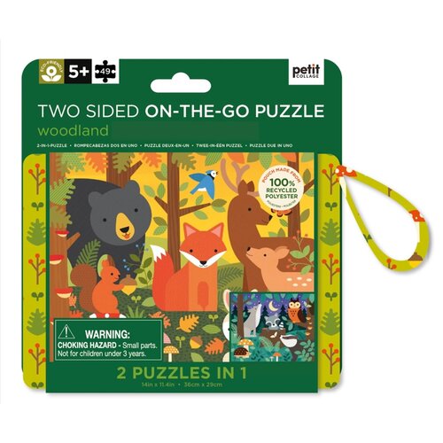 Petit Collage PC49 2-SIDED ON-THE-GO PUZZLE - WOODLAND