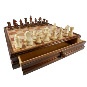 WorldWise Imports CHESS SET 3" GERMAN on 15"/1.75" CHEST