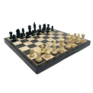 WorldWise Imports CHESS SET 15" EBONIZED WOOD FOLDING