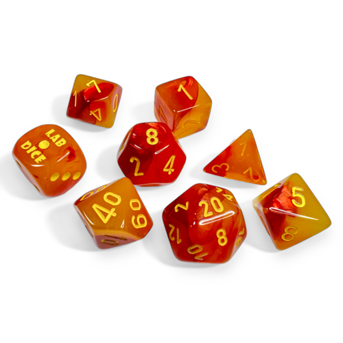 Chessex chx DICE SET 7+1 LAB GEMINI GELLOW-RED w/ YELLOW