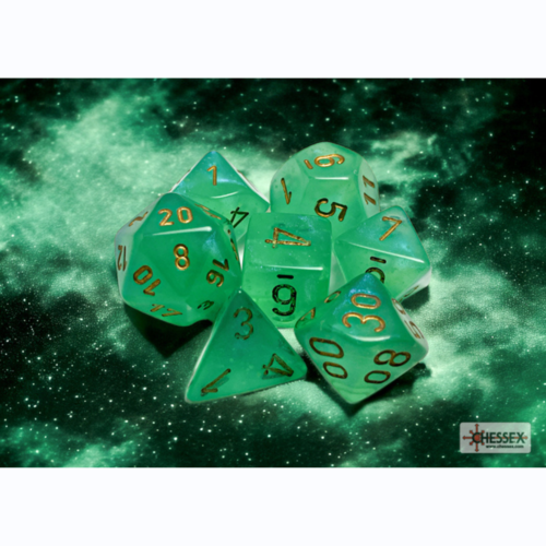 Chessex chx DICE SET 7 BOREALIS LIGHT GREEN LUMINARY