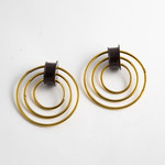 Quetzalli jewelry Quetzalli 7/8 Ebony & Brass 3 Hoop Plugs