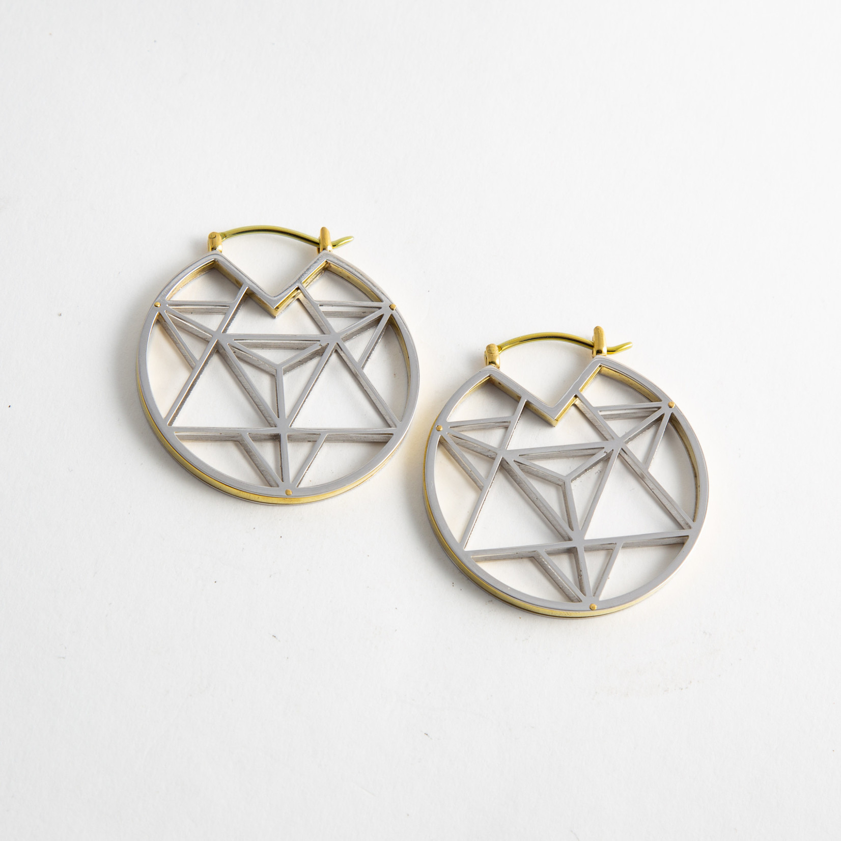 Quetzalli jewelry Quetzalli white & yellow brass "Tetrahedra" rings