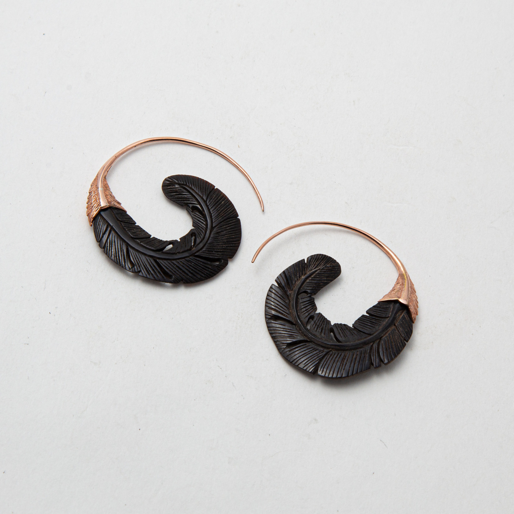 Maya Jewelry Maya rose gold plate & horn "Sage" traditional earring