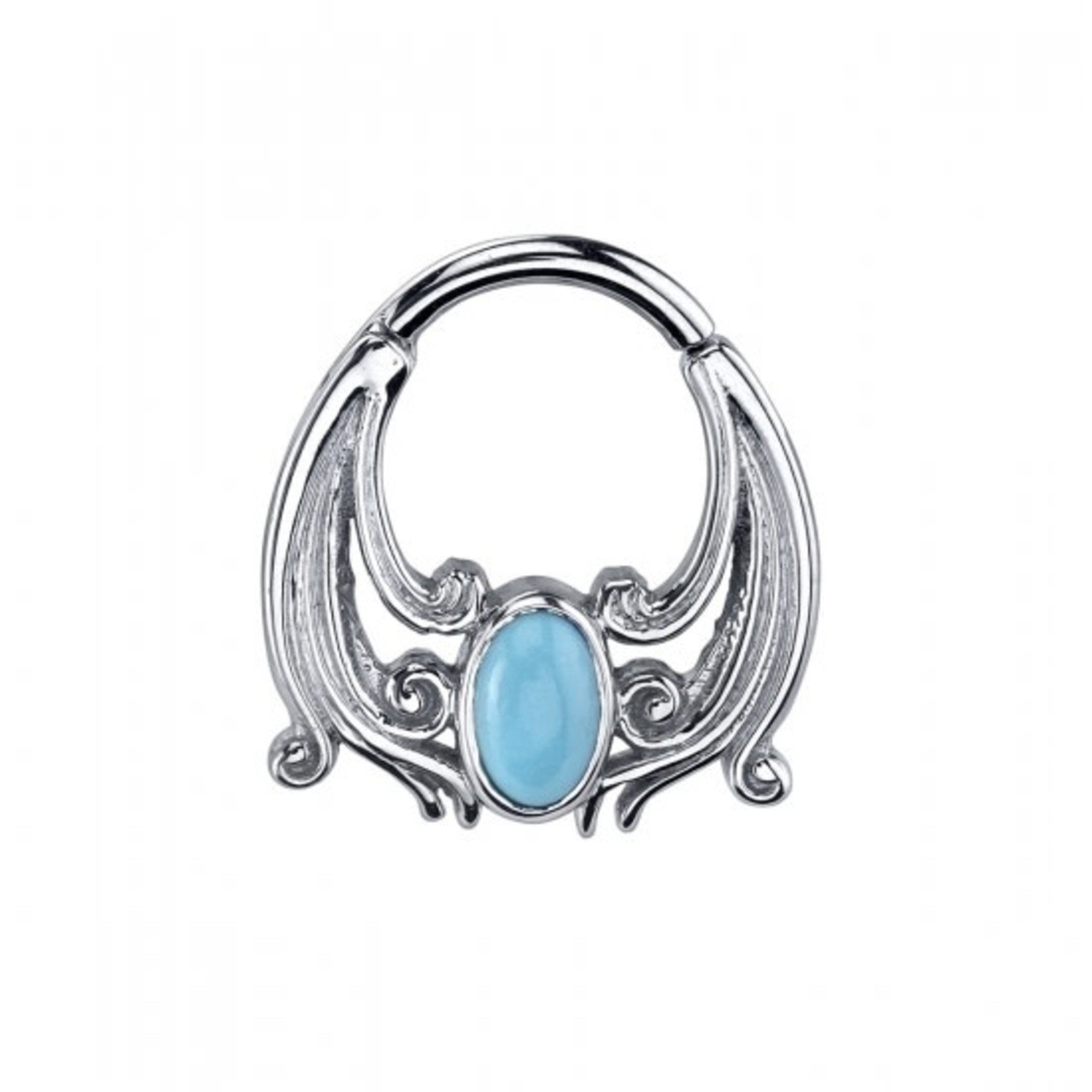 BVLA BVLA 16g 5/16 white gold "Skye" clicker with turquoise oval