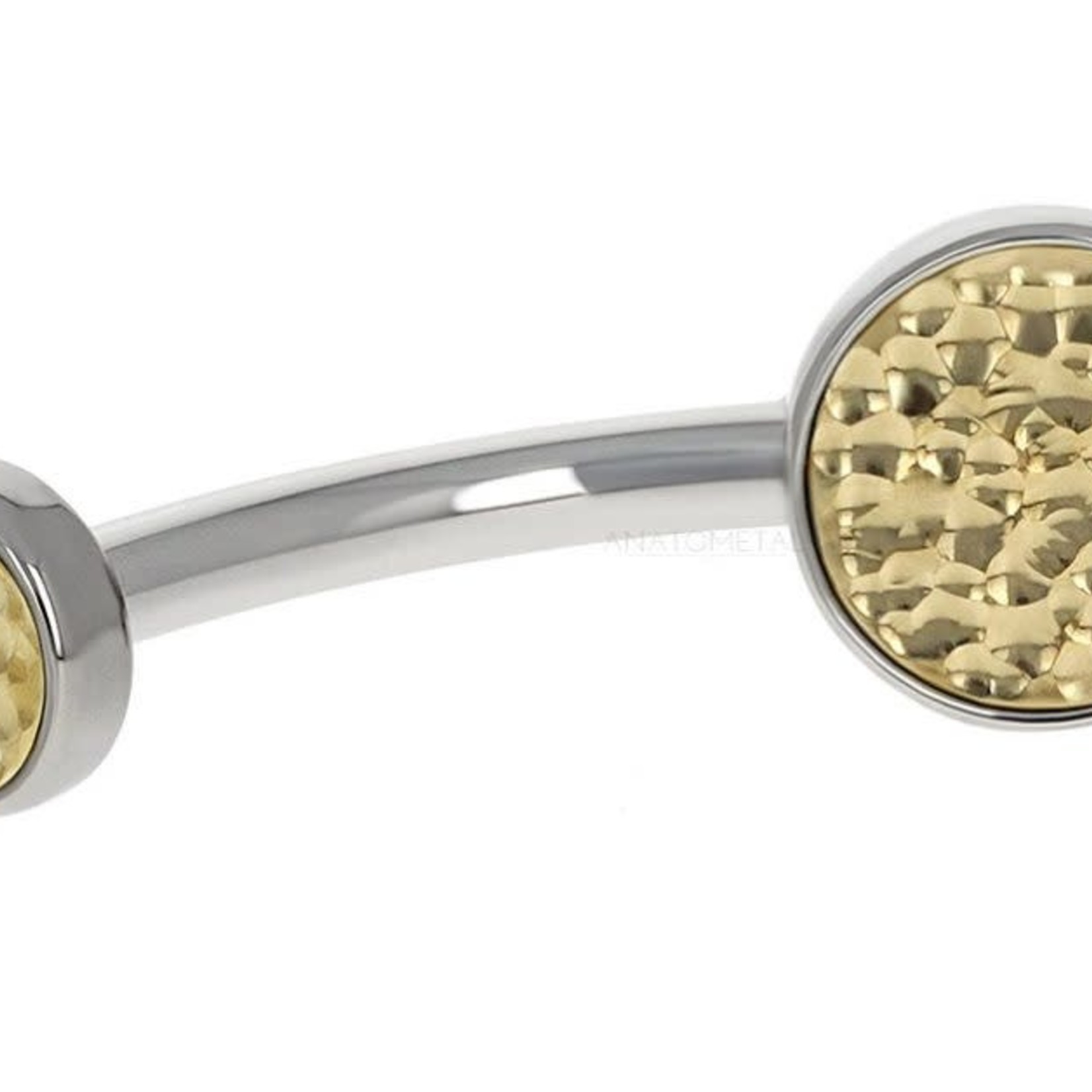 Anatometal 14g Anatometal steel navel curve with hammered yellow gold insert