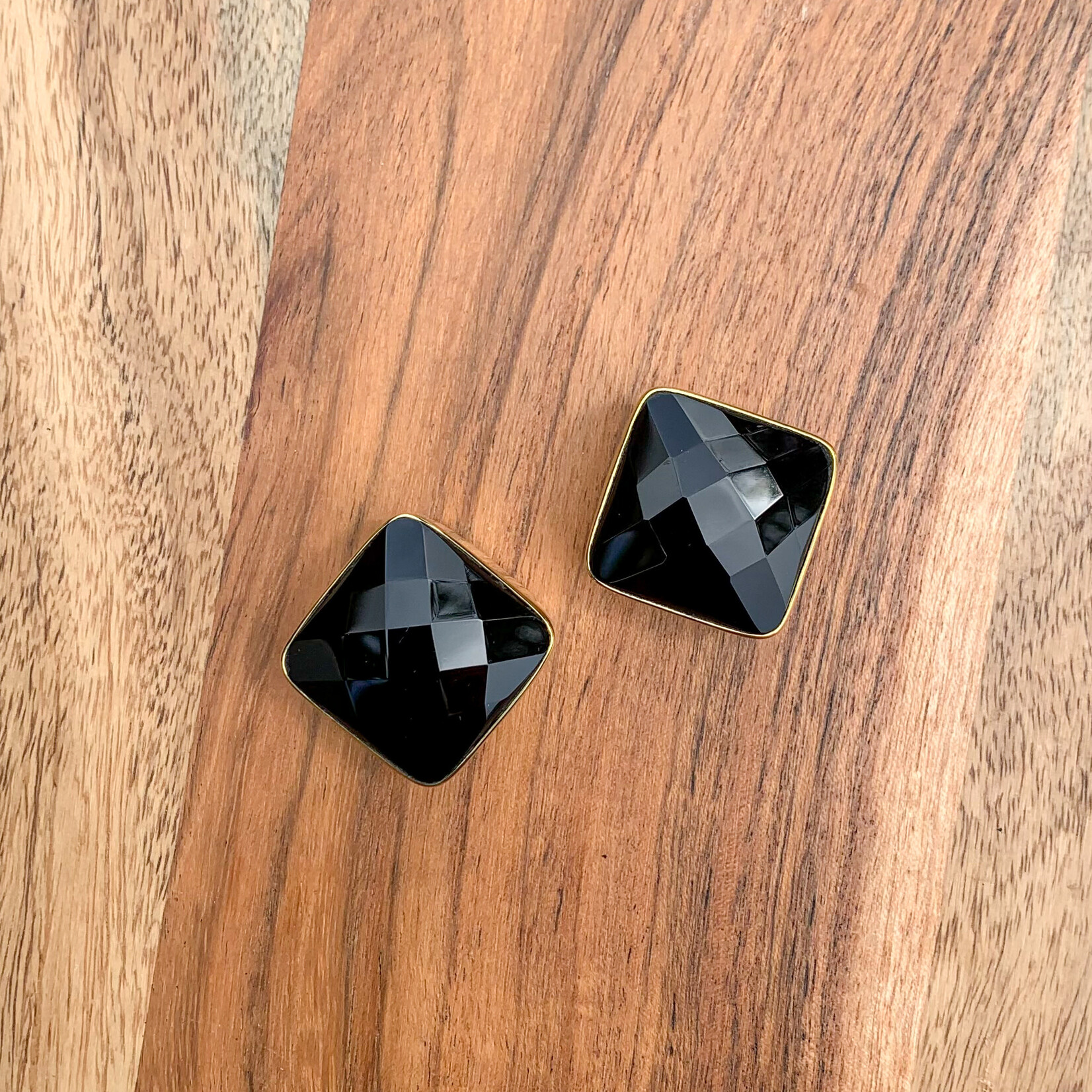 Diablo Organics Diablo Organics brass "Cubix" weights with faceted black obsidian