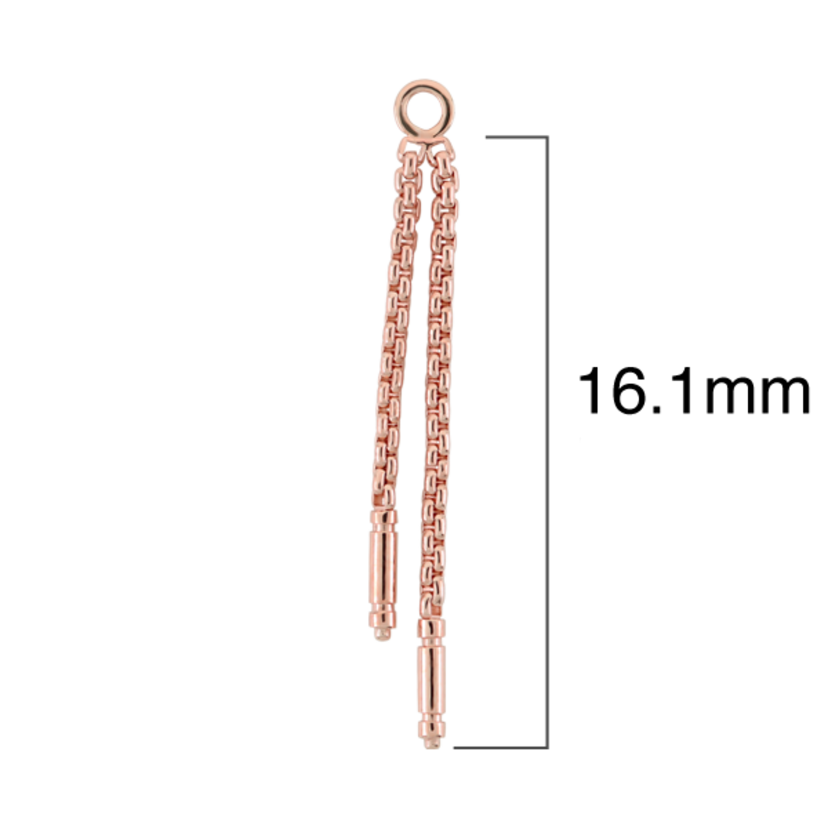 LeRoi LeRoi solid 14 karat gold "Meander II" chain with double dangle. 16.1mm length on 16g jump ring
