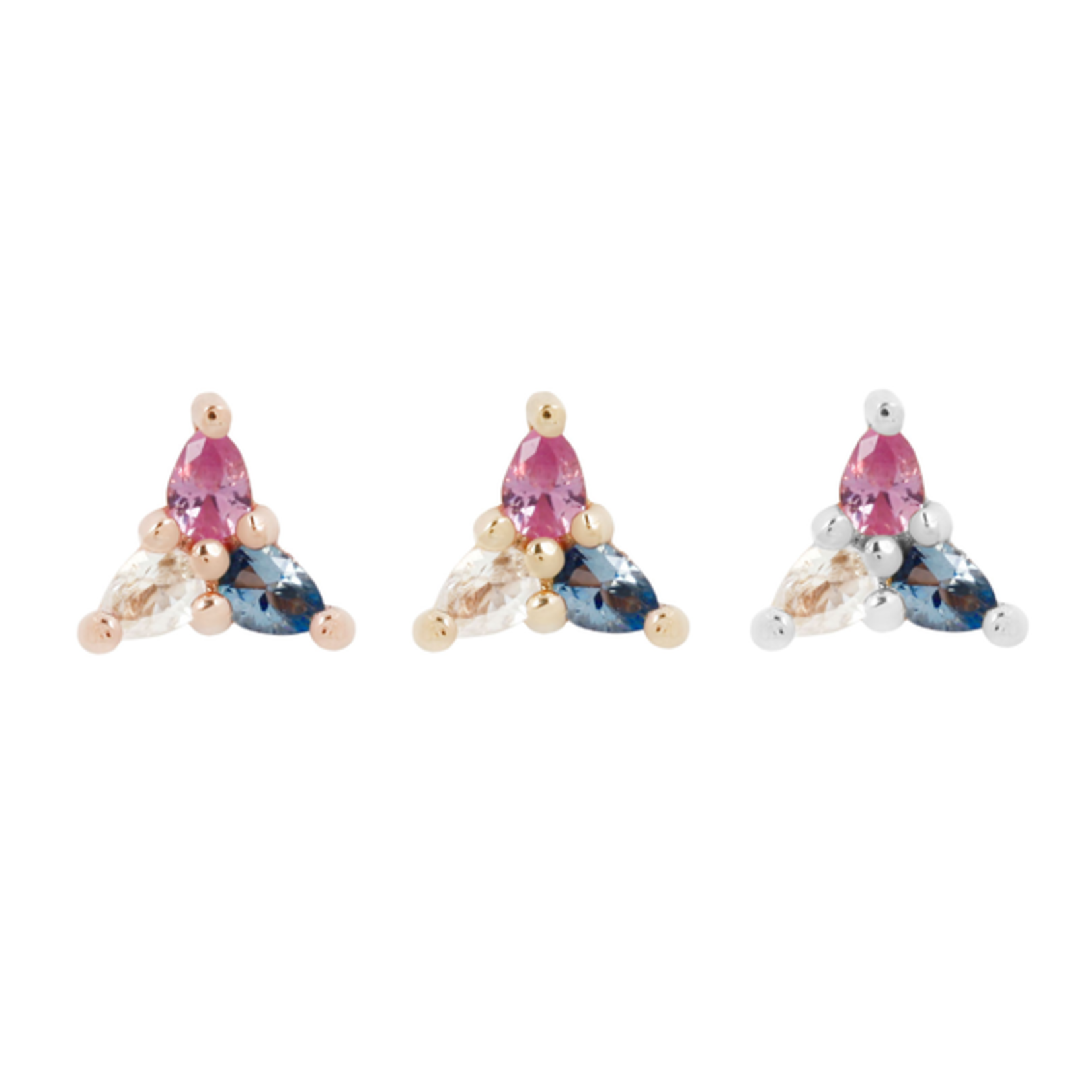 Buddha Jewelry Organics Buddha Jewelry Organics "3 Little Pears - Trans Awareness" press fit end with pink sapphire, London blue topaz, and white topaz