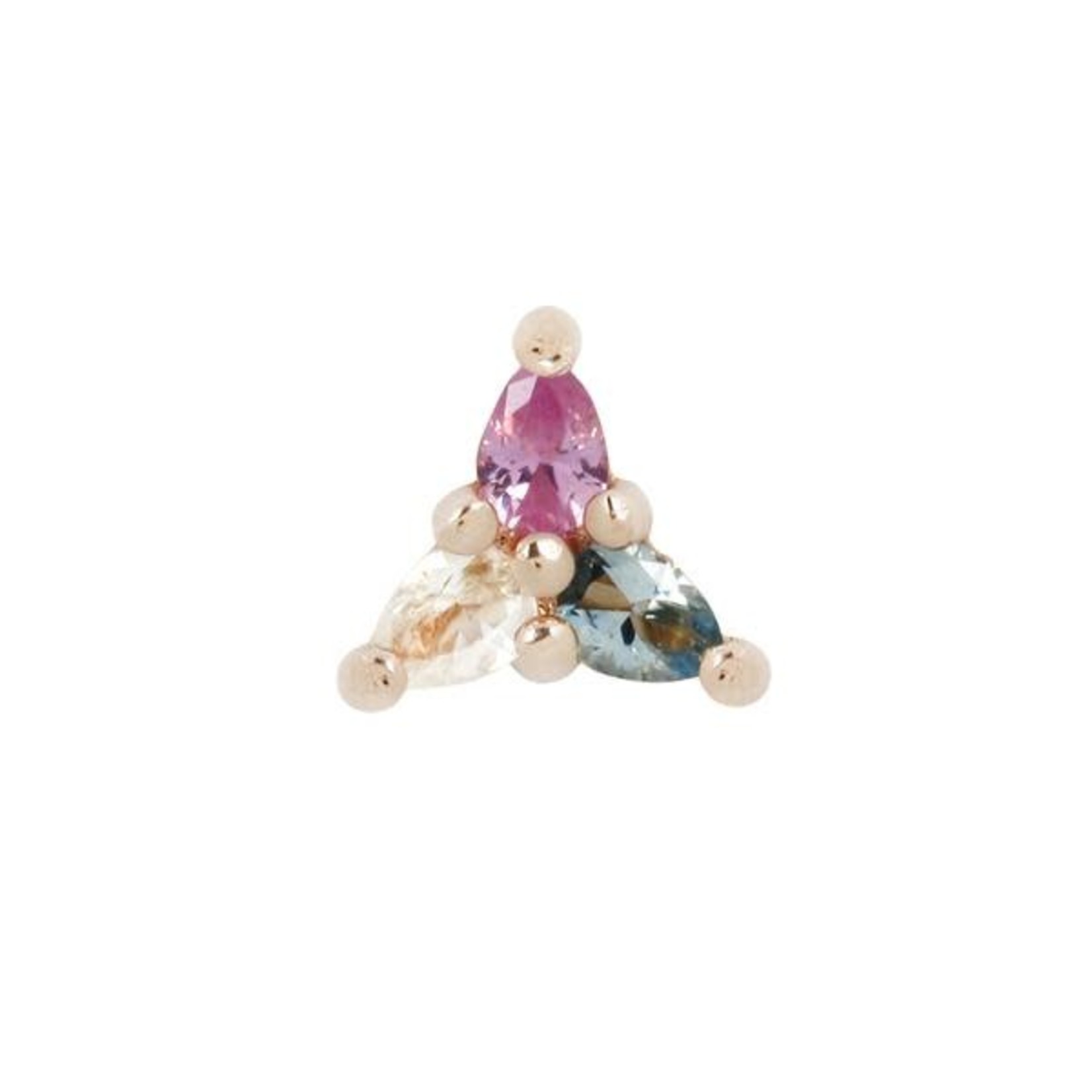 Buddha Jewelry Organics Buddha Jewelry Organics "3 Little Pears - Trans Awareness" press fit end with pink sapphire, London blue topaz, and white topaz