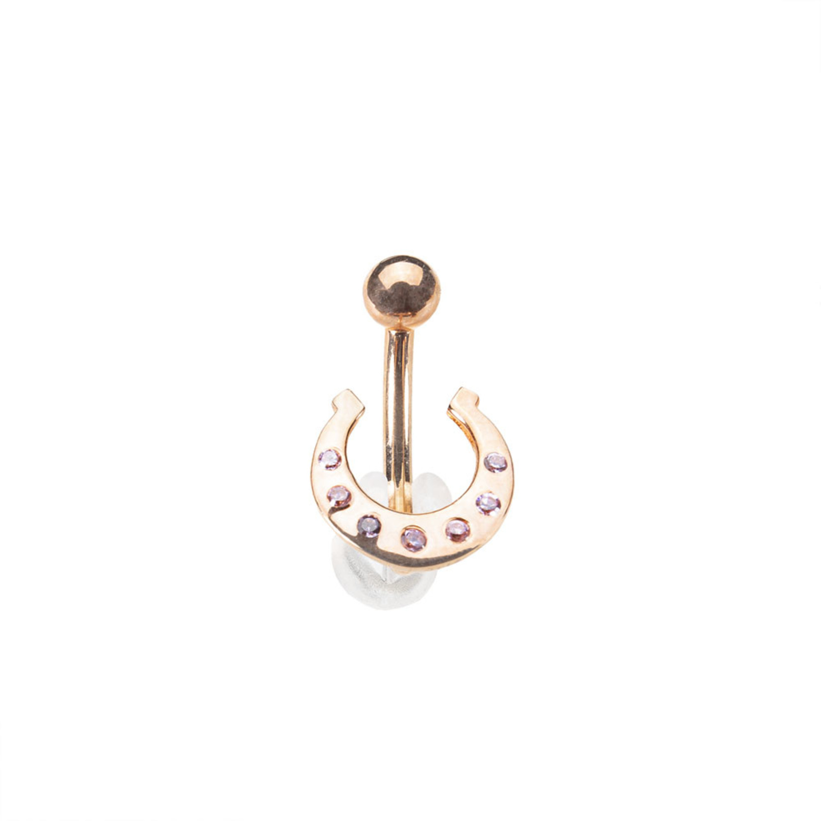 BVLA 14g 7/16 rose gold horseshoe with pink CZ j-curve