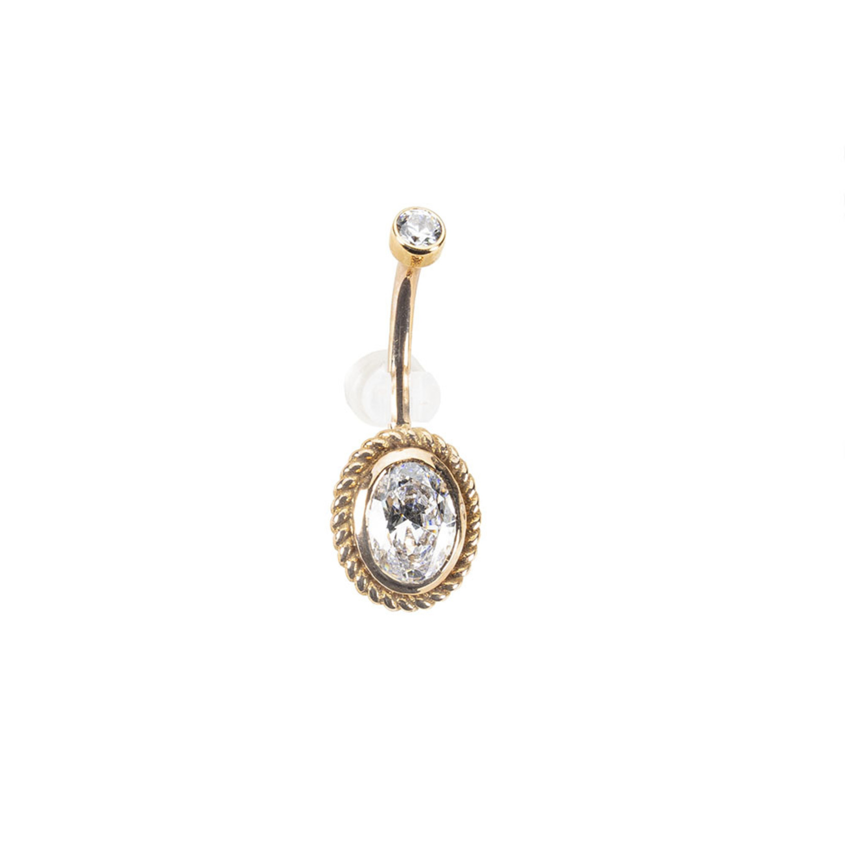 BVLA BVLA 14g 7/16 rose gold "Oval Choctaw" navel curve with CZ