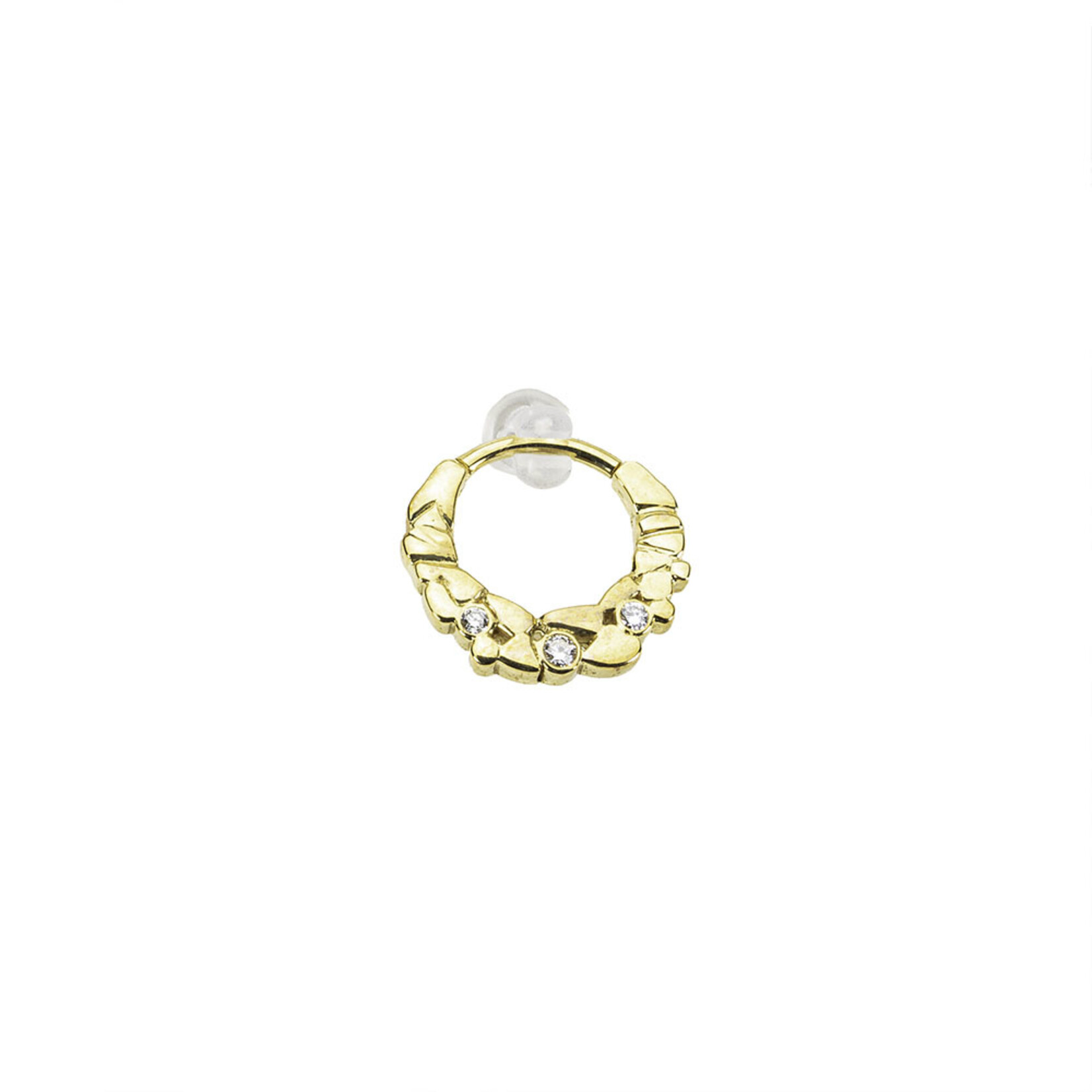 BVLA BVLA 16g Yellow Gold "Pebbles" clicker with 3x VS1 diamonds