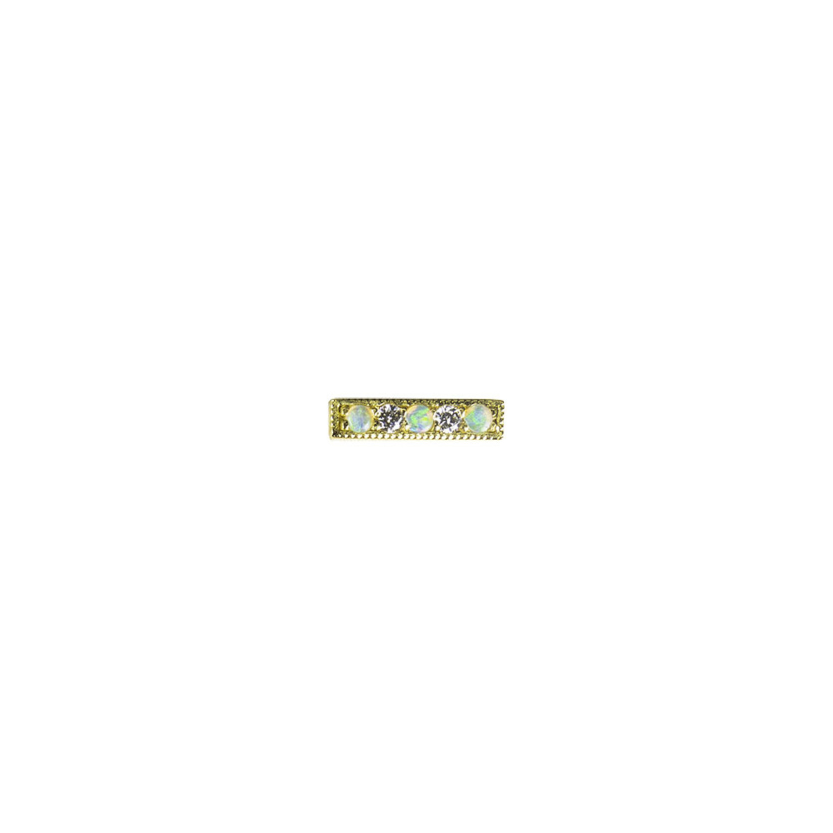 BVLA BVLA yellow gold "Pave gem Strip" with 2x 1.5 VS1 diamond and 3x AAA white opal