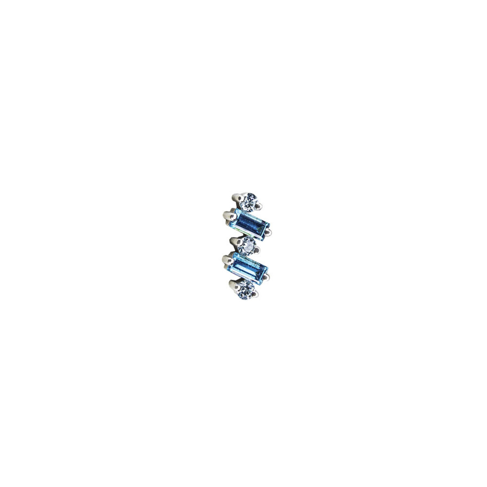 BVLA BVLA white gold "Divina" threaded end with 2x 4x2 baguette prong AA Paraiba topaz and 3x 2.0 cyan CZ