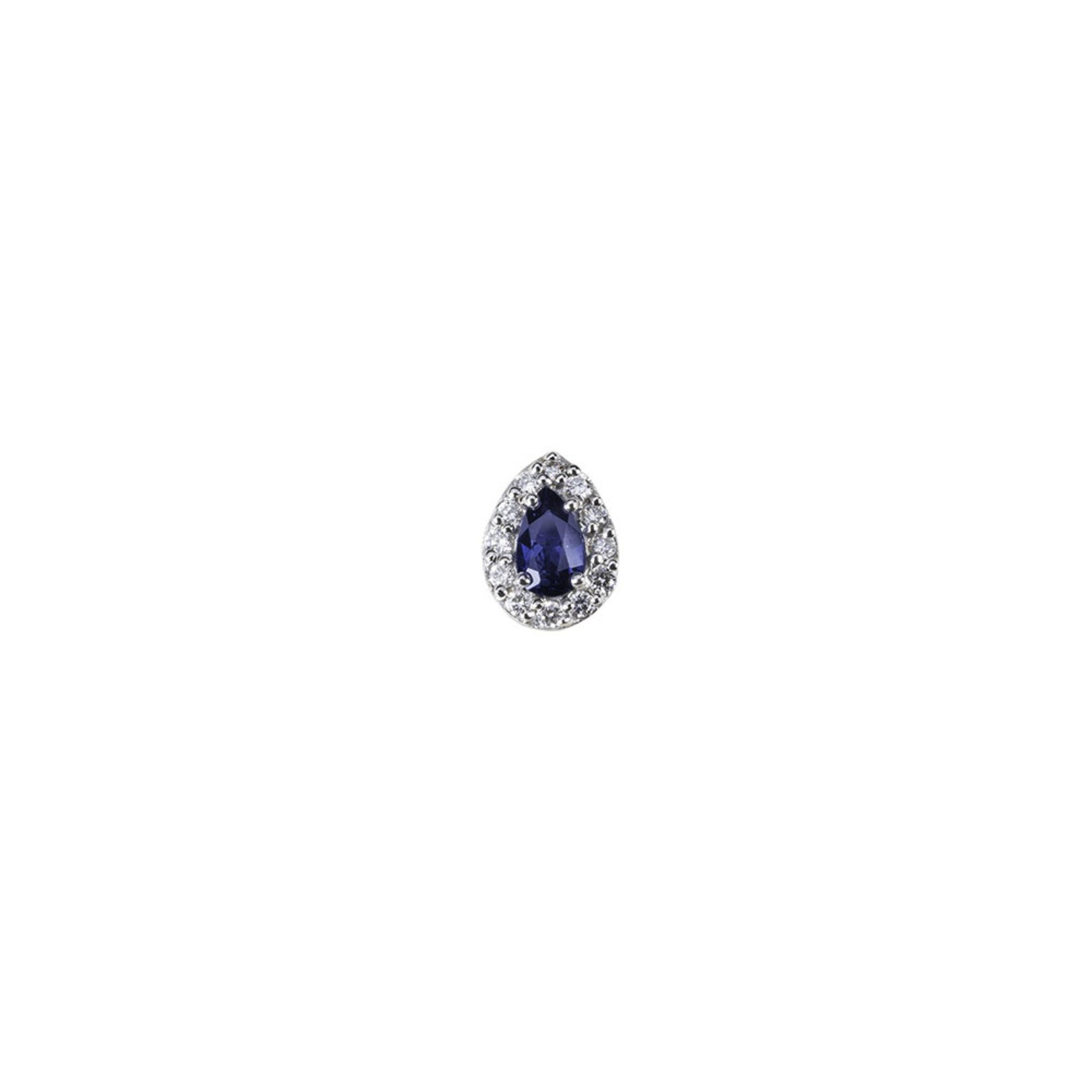 BVLA BVLA white gold "Pear Altura" threaded end with 12x 1.0 micro-pave set VS1 diamond and 4x2.5 AA sapphire pear