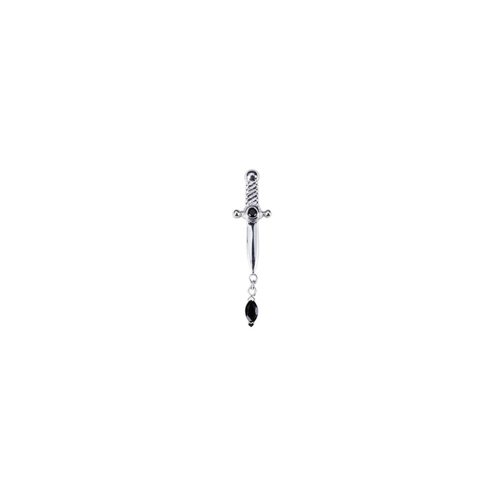 BVLA BVLA solid 18 karat white gold "Kiss of Death" threaded end with 1.25 onyx in the hilt and 3x1.5 onyx marquise.