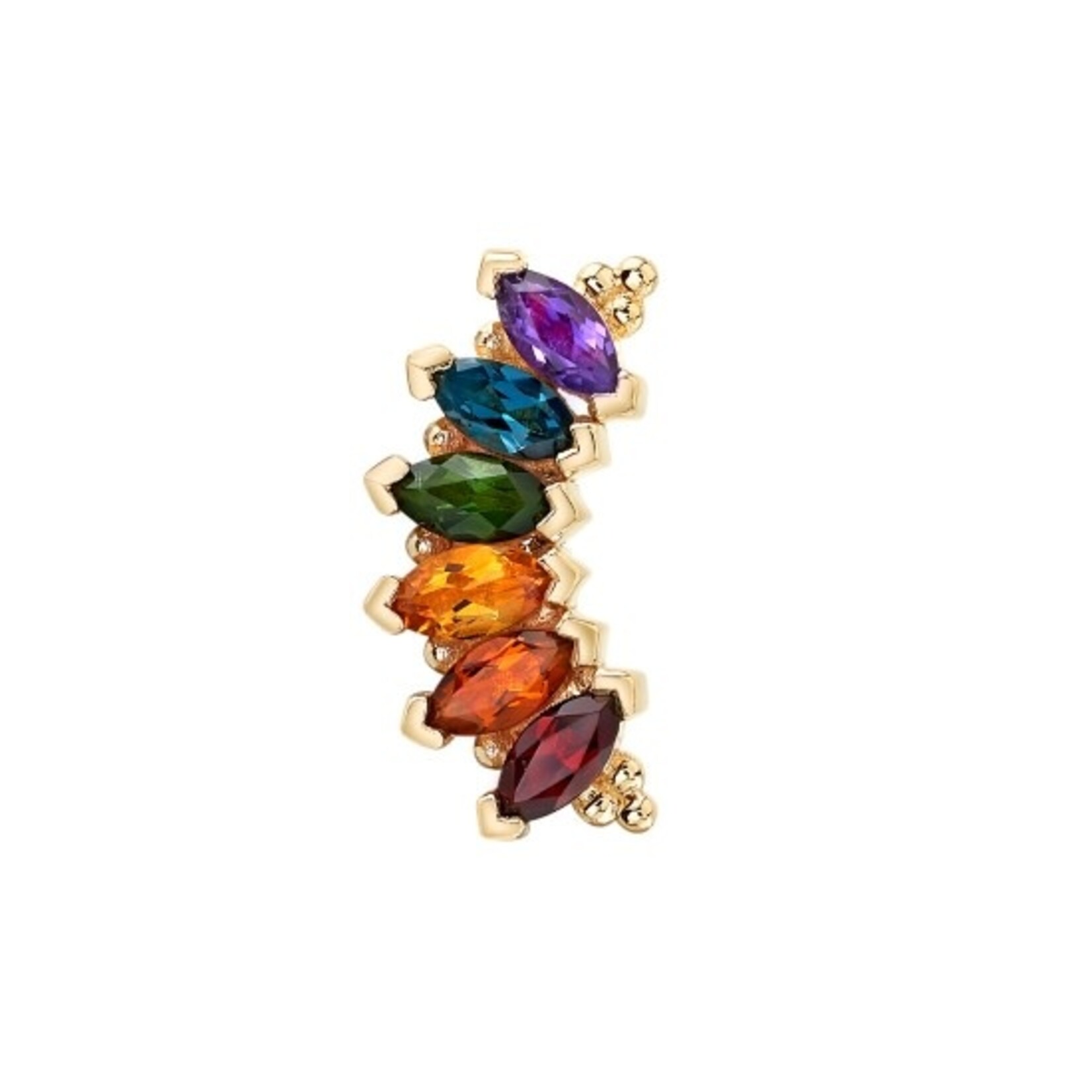 BVLA BVLA  6 gem "Marquise Panaraya" threaded end with  AA Garnet,  AA Madeira Citrine,  AA Green Tourmaline, AA London blue Topaz, and AA Amethyst 4x2 marquise cut stones