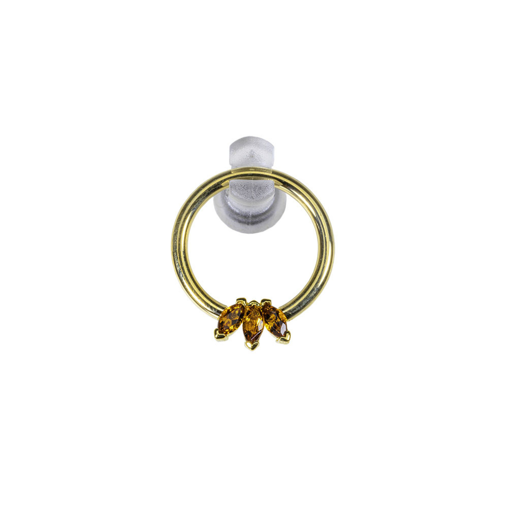 BVLA BVLA 16g 3/8 solid 18 karat yellow gold marquise fan seam ring with 3x 1.5x3 Madeira Citrine