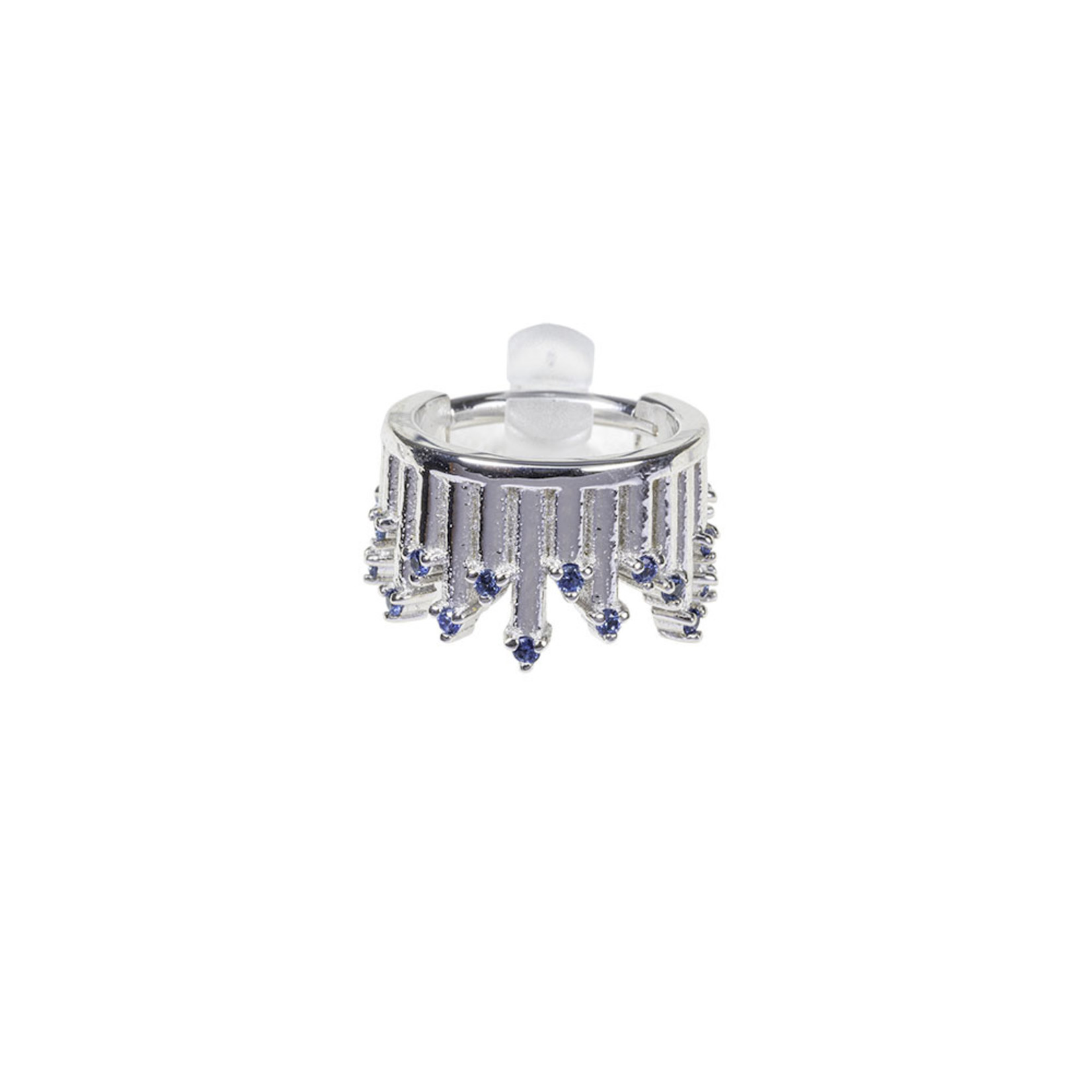 BVLA BVLA white gold 16g 3/8 white gold "Take a Bow" chandelier clicker with 23x 1.0 Polar Sapphire