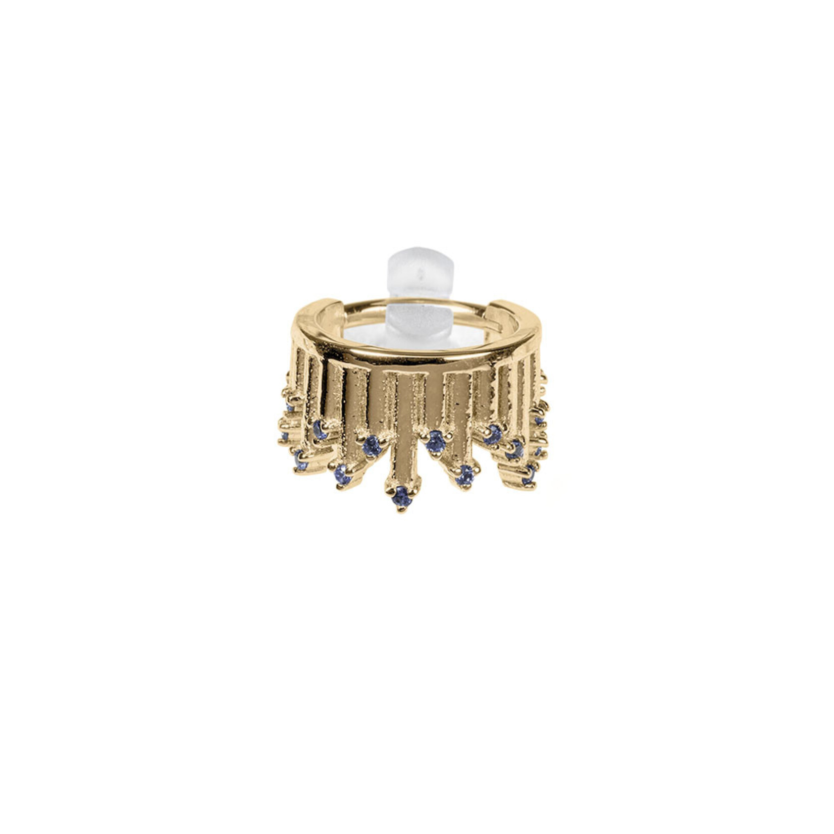 BVLA 16g 3/8 BVLA rose gold "Take a Bow" chandelier clicker with 23x 1.0 London blue Topaz