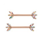 BVLA BVLA 12g 1/2 Rose Gold Marquise Fan Barbell with Mercury Mist Topaz