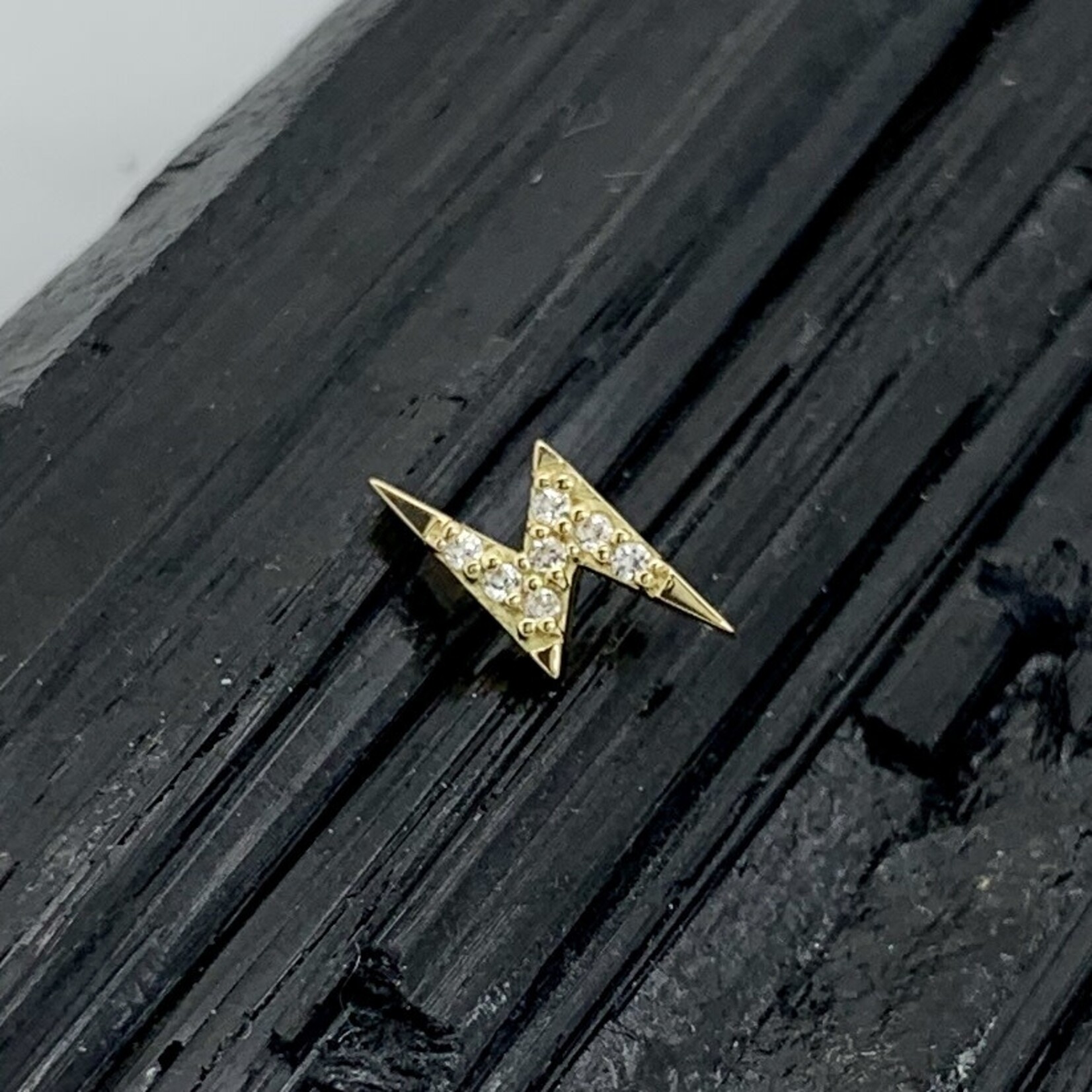 BVLA BVLA 9.5 "Micro Pave Lightning Bolt" threaded end with 7x 1.0 CZ