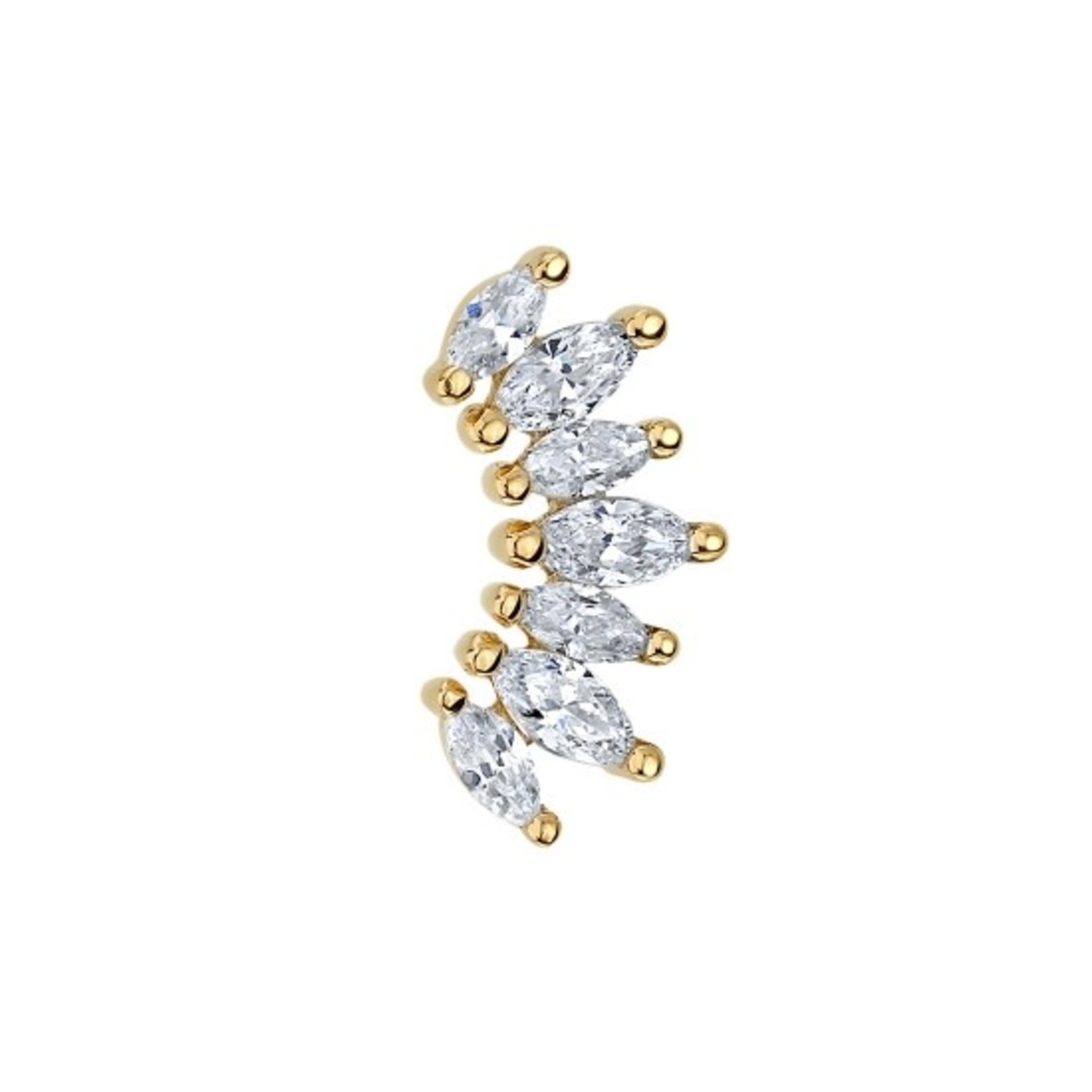 BVLA BVLA "Tiny Athena" threaded end with 4x 2.5x1.25 Marquise CZ and 3x 3x1.5 Marquise CZ