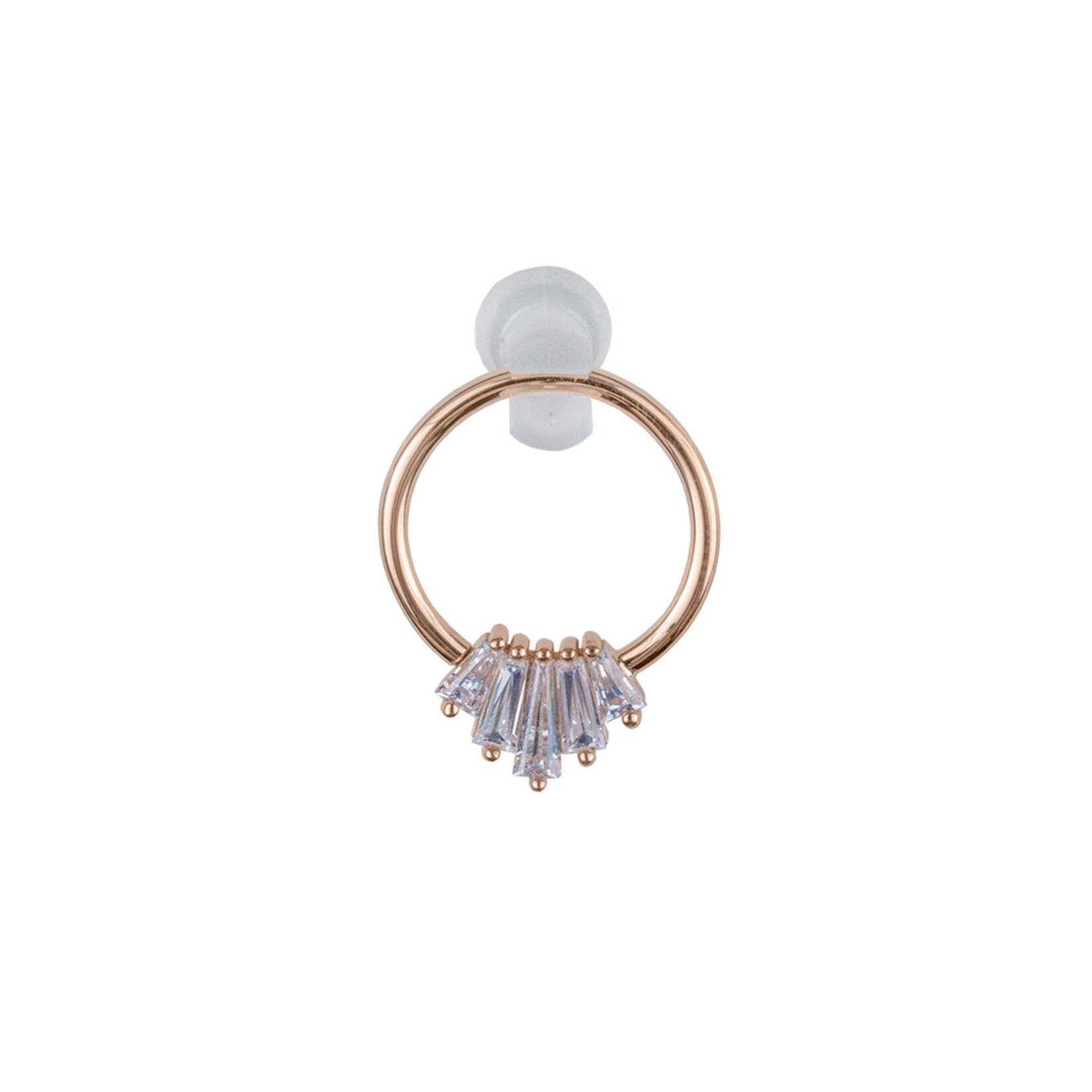 BVLA BVLA 7/16 rose gold "Oceane 5" seam ring with 2x 3x2x1, 2x 4x2x1, and 1x 5x2x1 CZ tapered baguette