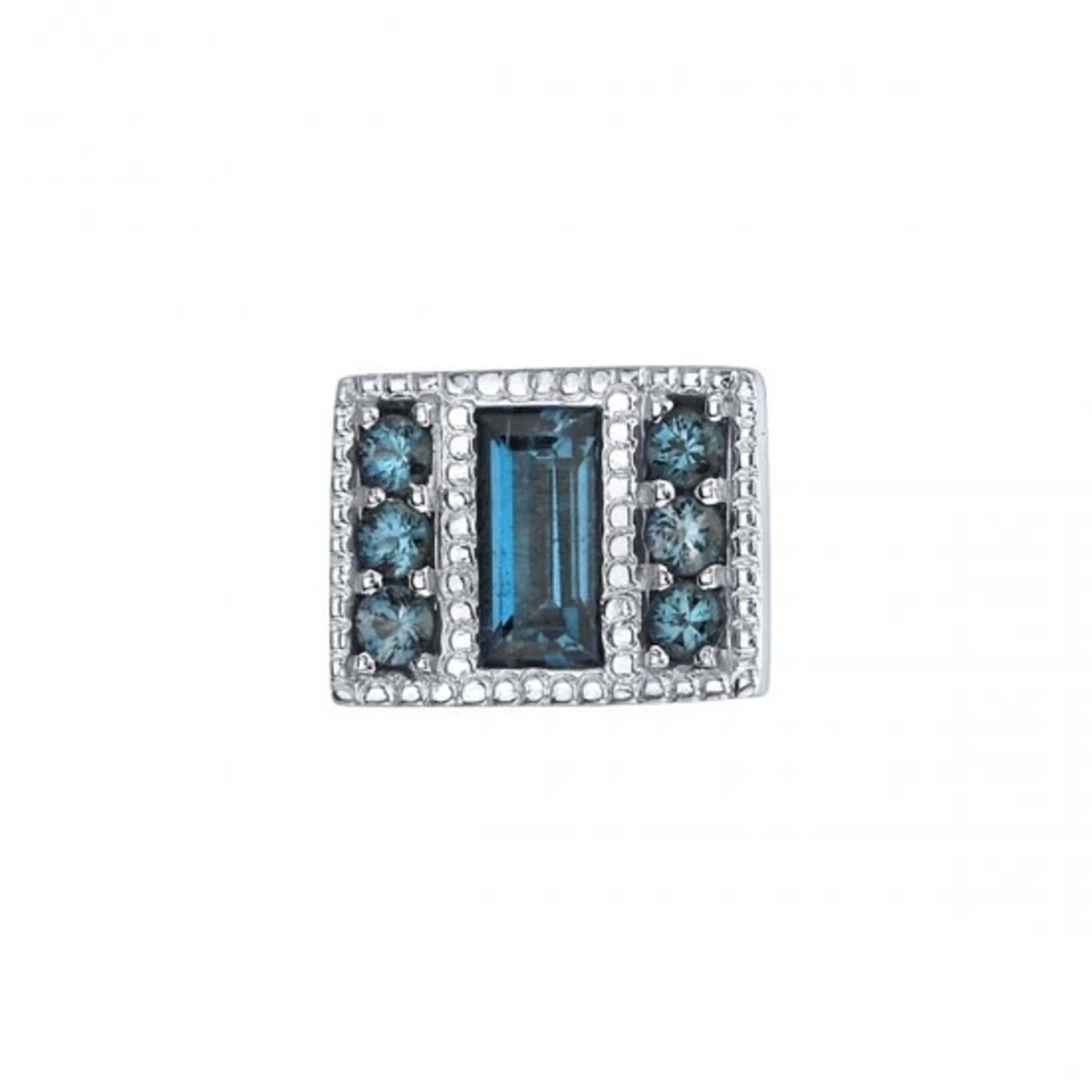 BVLA BVLA white gold "Endymion Rectangle" threaded end with 6x 1.0 London blue topaz & 4x2 London blue topaz baguette