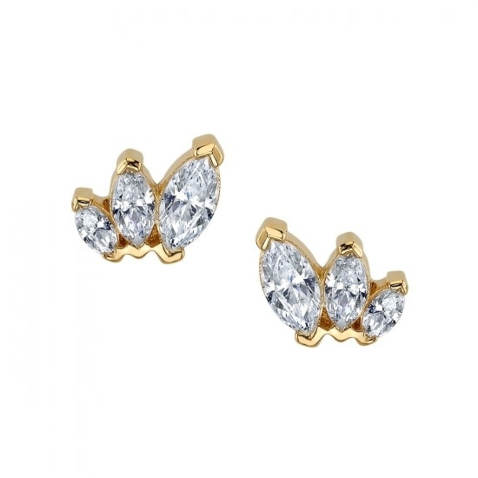 BVLA BVLA "Tiny French Kiss" threaded end with 2.5x1.25, 3x1.5, & 4x2 CZ marquise