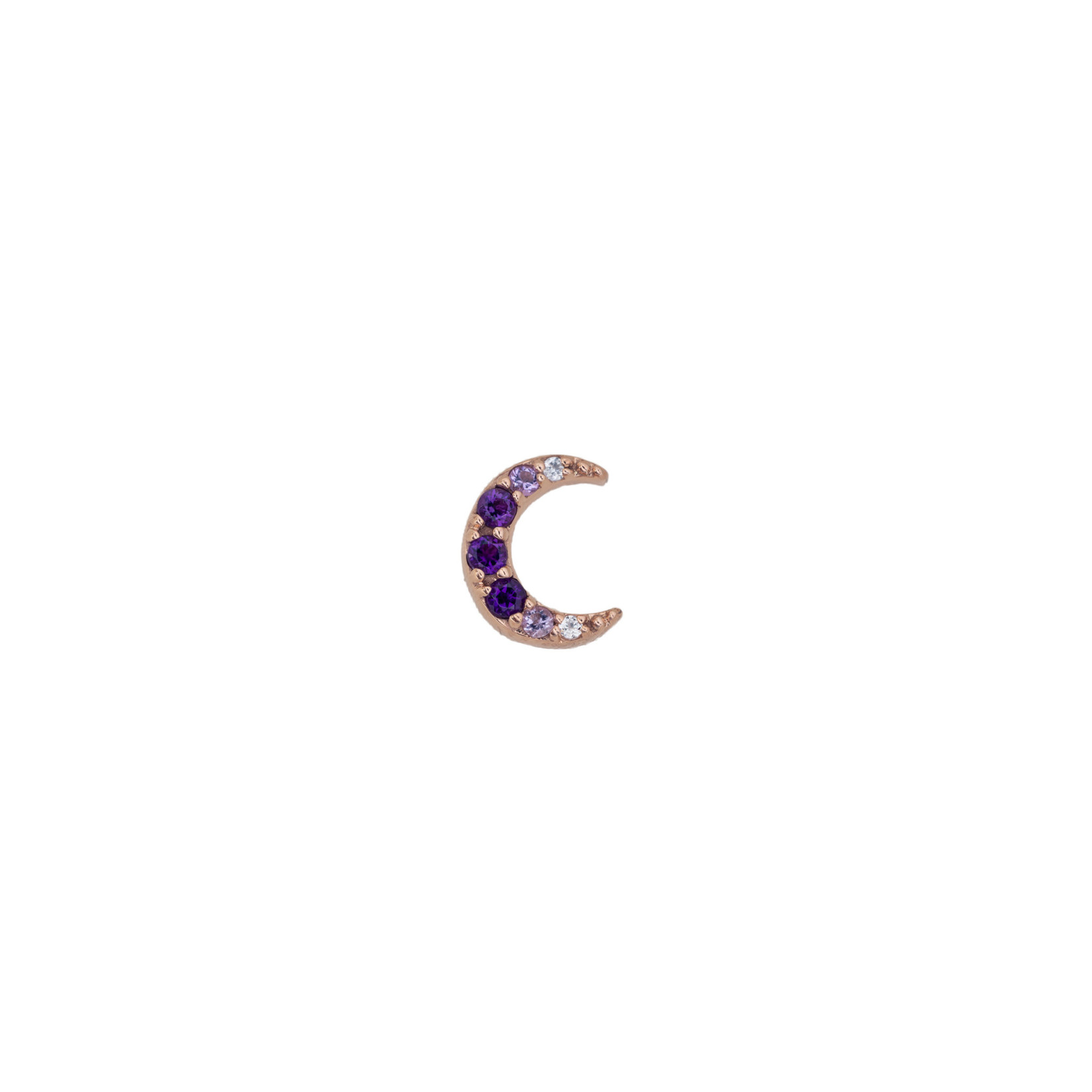 BVLA BVLA rose gold "Jula"  micro pave moon threaded end with 3x 1.25 AA amethyst , 2x 1.0 AA light amethyst, and 2x .08 CZ