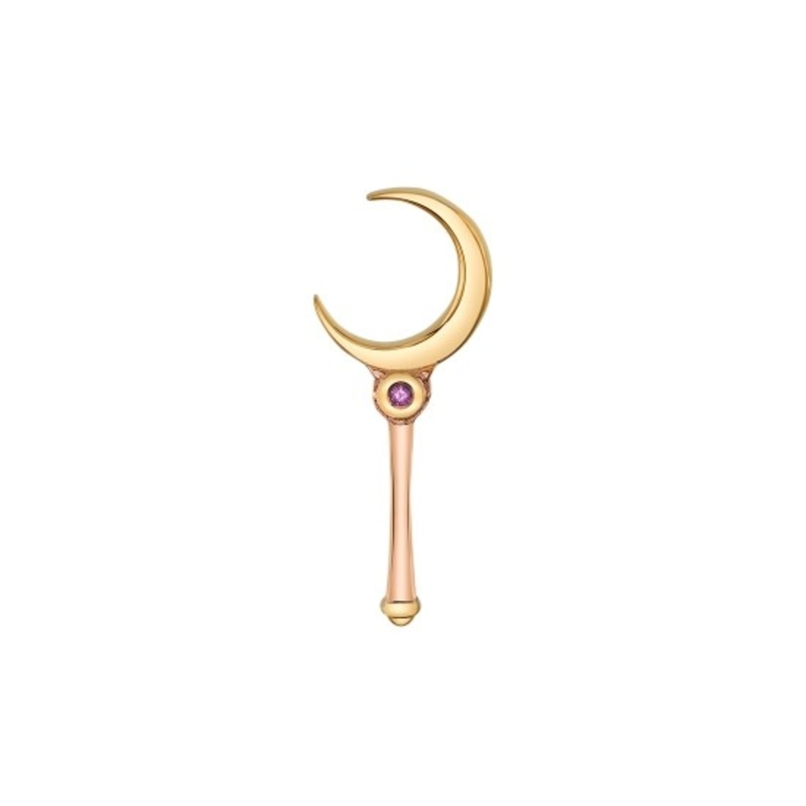 BVLA BVLA rose gold "Hey Sailor" threaded end with 0.8 pink sapphire and 24k plated moon and handle end