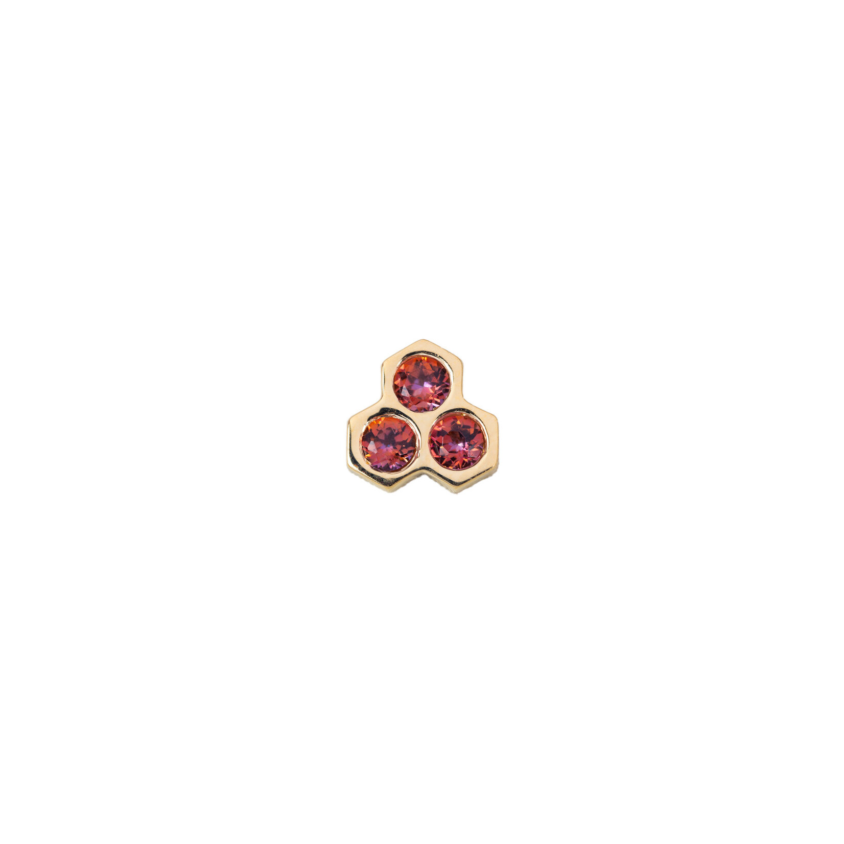 BVLA BVLA yellow gold 6.0 "Dulce" honeycomb threaded end with 3x 2.0 Anastasia topaz