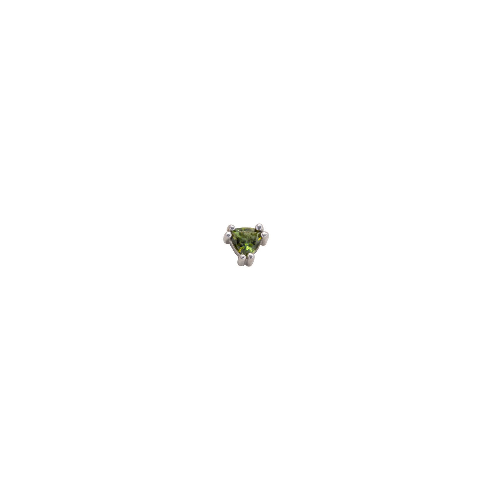 BVLA BVLA white gold "Tanti" double-prong trillion press fit end with 3.0 AA green tourmaline