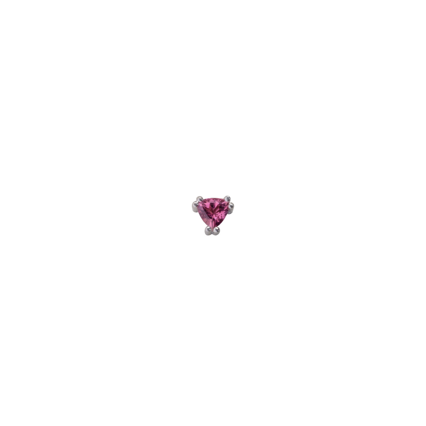 BVLA BVLA white gold "Tanti" double-prong trillion press fit end with 3.0 AA pink tourmaline
